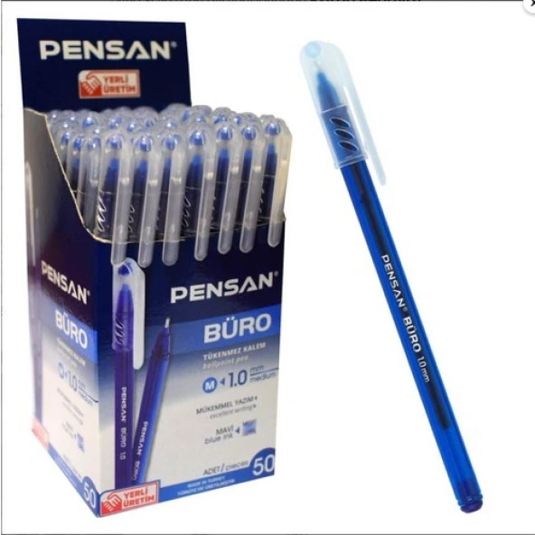 Pensan Tükenmez Kalem 10 Adet Mavi Renk 1.0 mm Büro Tipi Ballpoint