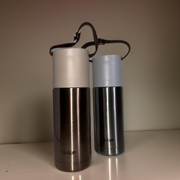 Stainless Steel Bardaklı Kayışlı 350 Ml Günlük , Şık, Modern , Hediyelik Termos . - 4