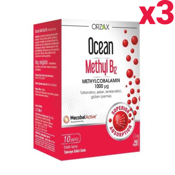 Ocean Methyl B12 1000 mcg Dilaltı Sprey 10 ml 3 Adet - 1