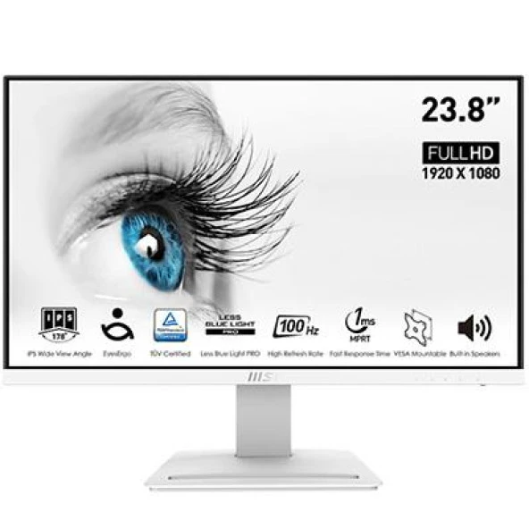 MSI 23.8" PRO MP243XW 1920x1080 (FHD) FLAT IPS 100HZ ANTI-GLARE BEYAZ MONITOR