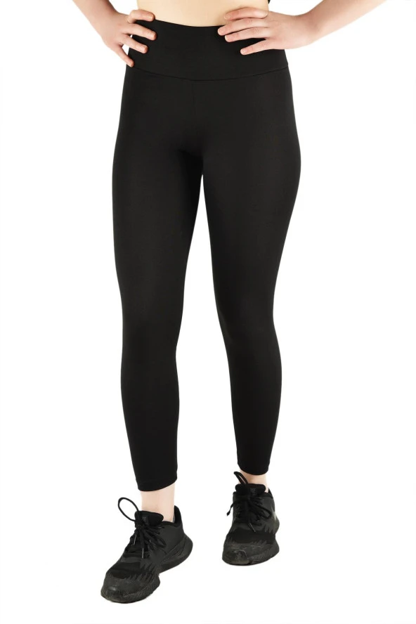 Yüksek Bel Toparlayıcı Siyah Flexi Tayt - 3