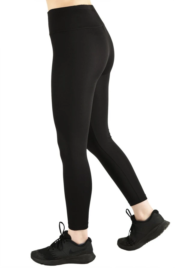 Yüksek Bel Toparlayıcı Siyah Flexi Tayt - 4