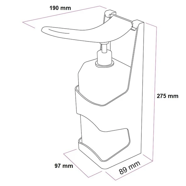 Omniwash Plastik Dirsek Basmalı Dezenfektan Dispenseri 1000 ml - Resim 2