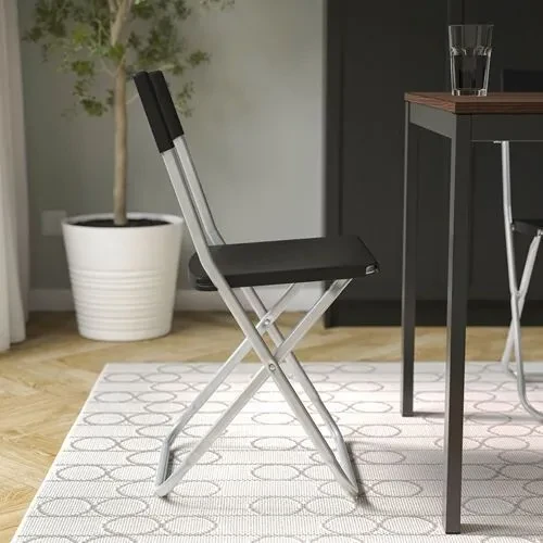 IKEA Gunde Katlanabilir Sandalye Taşınır Siyah Galvanizli Çelik - 4