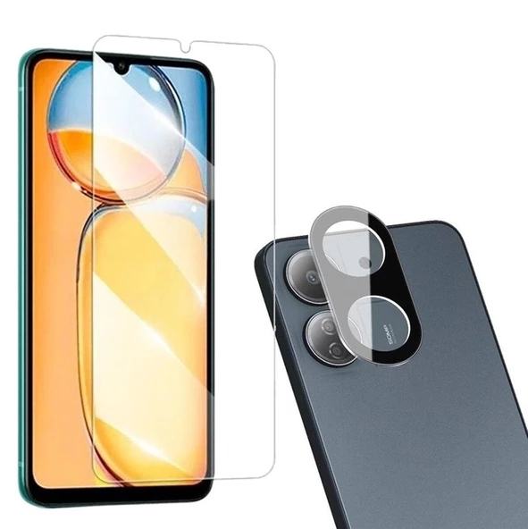 Gpack Xiaomi Poco C65 Ekran Koruyucu Şeffaf  3D Kamera Camı