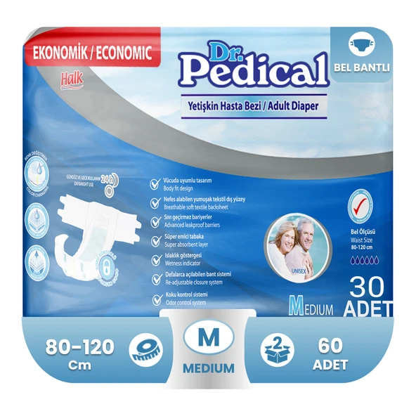 Halk Hasta Bezi Bel Bantlı Dr.pedical Medium Beden 60 Adet - 1