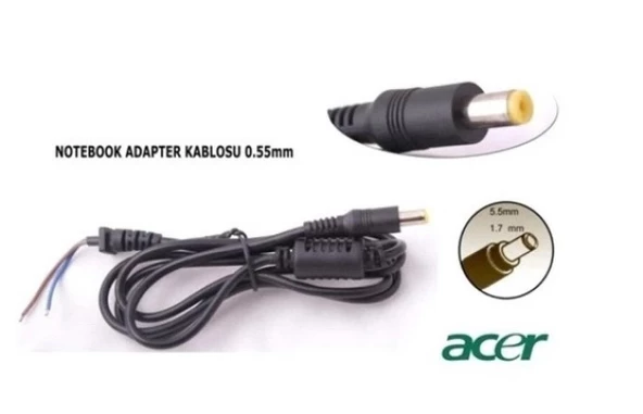 Nvd-Yd5  5.5x1.7mm Acer notebook Adaptör Tamir Kablosu 5,5x1,7 Uyumlu dc kablo