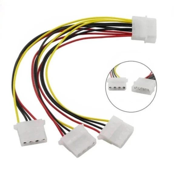 3LÜ POWER ÇOKLAYICI KASA İÇİ 4 PİN MOLEX 1 ERKEK 3 DİŞİ POWER KABLO - 4