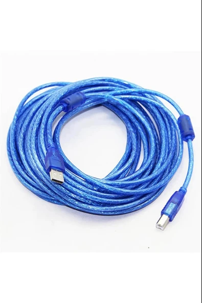 Navidata 10m Usb Yazıcı Kablosu Kaliteli - Çift Filtreli - Mavi - Usb 2.0 10 Metre Yazıcı Kablo