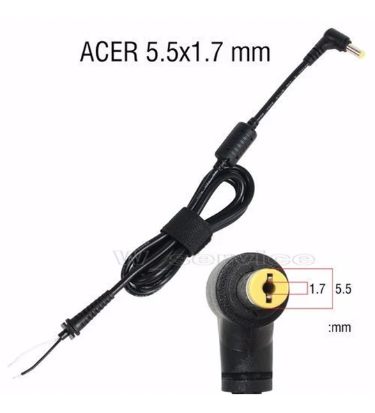 Acer 5.5x1.7mm Dc Kablo Acer Laptop Adaptör Tamir Kablosu 5,5x1,7 mm Şarj Cihazı Kablosu - 2