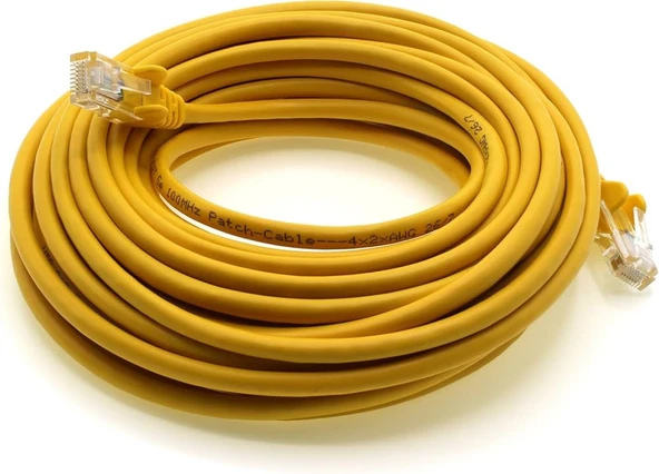 FLAXES Fnk-620s 20 Metre Cat6 Kablo Patch Network Kablo 20m Cat6 Sablo Sarı