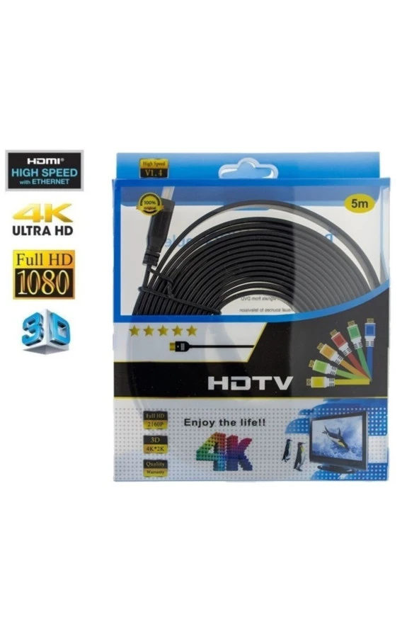 Versatile 5m Flat Hdmı Kablo Slim Yassı Kablo 1.4v Full Hd 4k 3d 5 Metre Hdmı Kablo - 3