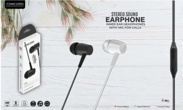 CONCORD C-961 Mikrofonlu Stereo Kulaklık BEYAZ - 2