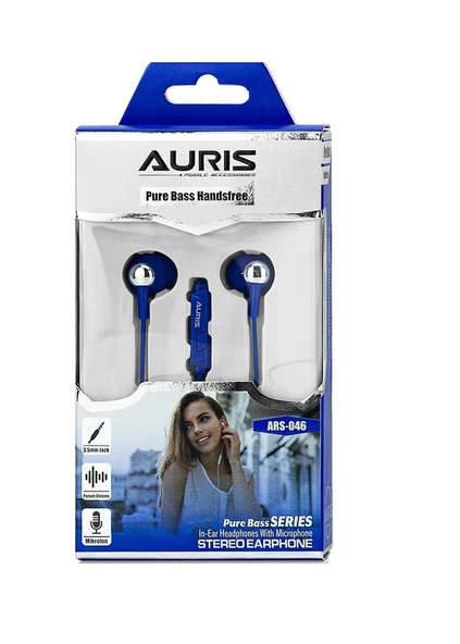 AURİS ARS-HF046 KABLOLU KULAK İÇİ KULAKLIK MAVİ - 2
