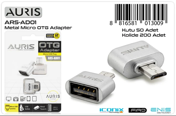 Micro Metal Otg Çevirici Usb Dönüştürücü Adaptör Auris Ars-ad01 - 2