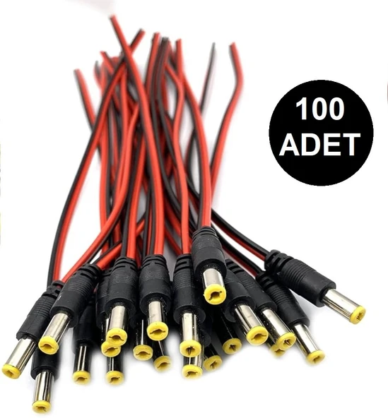 Powermaster 100Lü  A Kalite Power Jack Güvenlik Kamerası Güç Kablosu CCTV Power Jack 100 Adet