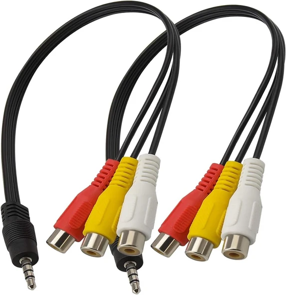 Navidata 3 Rca Aux 3.5 mm 4 Boğum Aux- 3rca 3.5mm Stereo 30 cm Dişi Kablo - 5