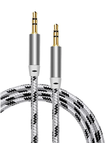 CONCORD C-815 1M AUX KABLO KALİTELİ İP ÖRGÜLÜ 1 METRE SES KABLOSU GRİ