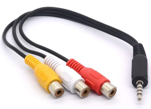 Navidata 3 Rca Aux 3.5 mm 4 Boğum Aux- 3rca 3.5mm Stereo 30 cm Dişi Kablo