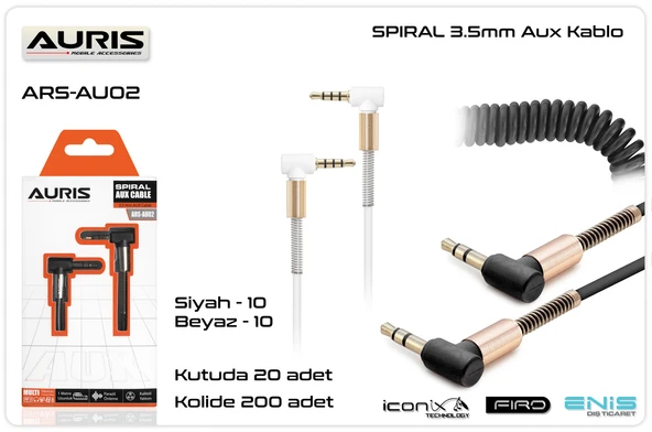 AURİS 3.5MM SPİRAL AUX KABLO ARS-AU02 BEYAZ - 4