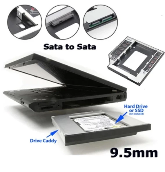 9.5mm Sata Hdd Harddisk Caddy Kızak Kutu Laptop Ssd Notebook Ikinci Hdd Takma - 3
