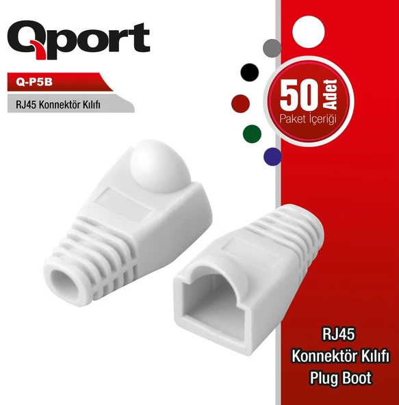 QPORT Q-P5B RJ45 KONNEKTÖR KILIFI 50'Lİ PAKET RJ45 KILIF 50 ADET