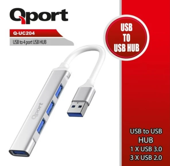 Q-UC204 4 Port Usb 3.0 Çoklayıcı Metal Kasa USB HUB