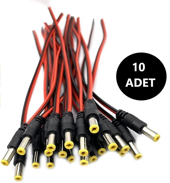 Powermaster 10Lu A Kalite Power Jack Güvenlik Kamerası Güç Kablosu CCTV Power Jack 10 Adet