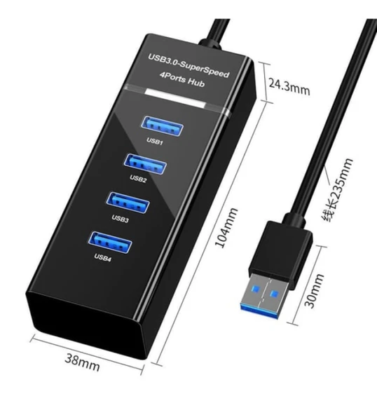 Hadron Hdx7017 3.0 Usb Hub Usb 3.0 1 Port Usb 2.0 3 Port 27cm