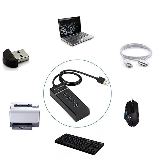 Hadron Hdx7017 3.0 Usb Hub Usb 3.0 1 Port Usb 2.0 3 Port 27cm - 6