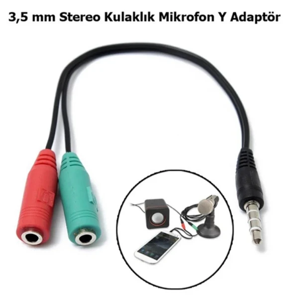 CONCORD C-575 KULAKLIK MİKROFON KULAKLIK AYIRICI MİKROFON ÇEVİRİCİ DÖNÜŞTÜRÜCÜ KABLO 20 CM 2 DİŞİ 1 ERKEK - 3