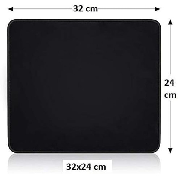 Düz Siyah Oyuncu Mouse Pad 32x24 Cm Kaymaz Dikişli