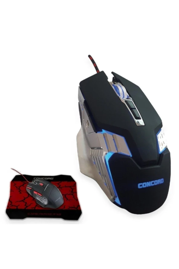 Concord C-25 RGB 7200 DPI Oyuncu Mouse + Mouse Pad