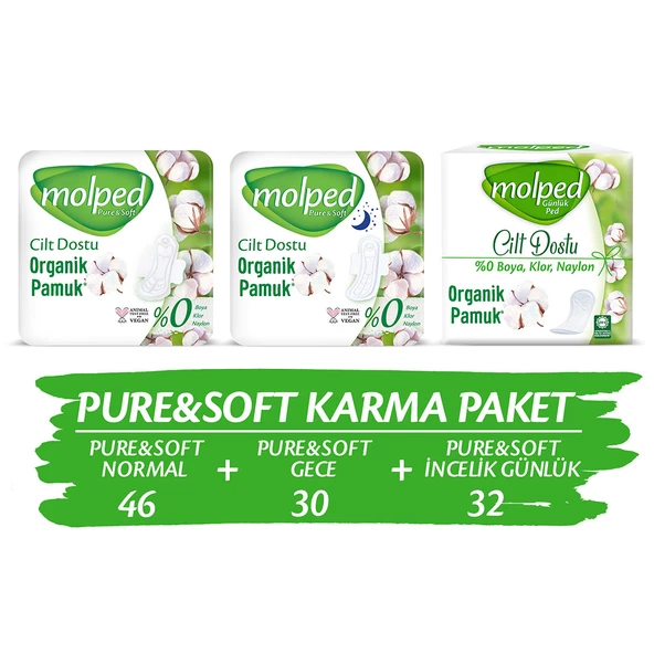 MOLPED PURE&SOFT KARMA PAKET (46'LI NORMAL + 30'LU GECE + 32'Lİ GÜNLÜK)