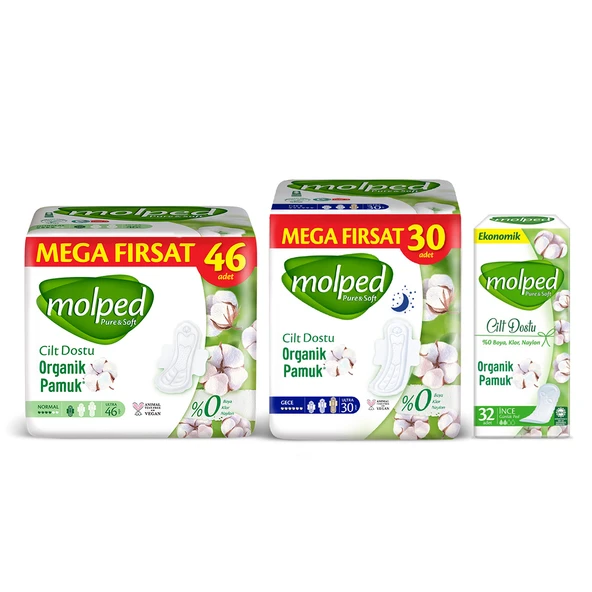 MOLPED PURE&SOFT KARMA PAKET (46'LI NORMAL + 30'LU GECE + 32'Lİ GÜNLÜK) - 2