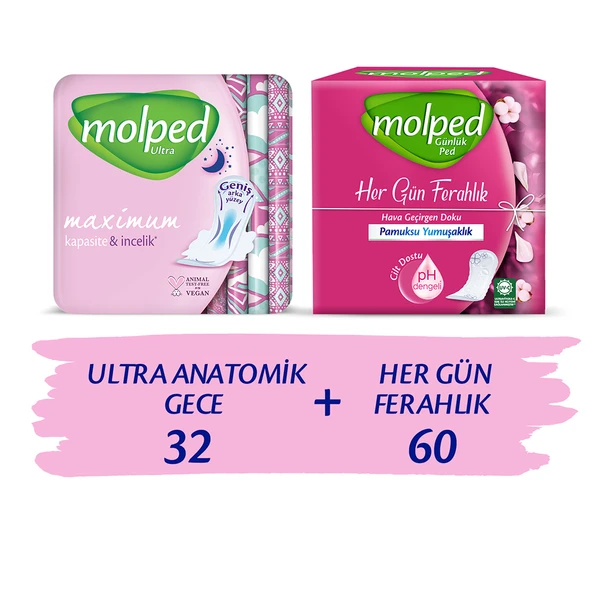 MOLPED ULTRA ANATOMİK 32'Lİ GECE + HER GÜN FERAHLIK 60'LI