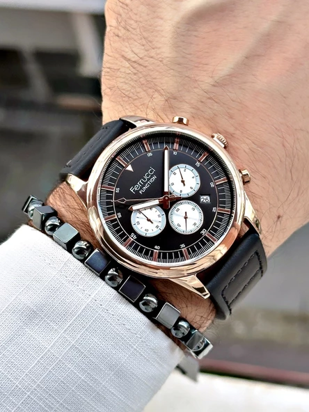 Ferrucci Function FCF.12709TK.05 Deri Kordon Erkek Kol Saati - Resim 2