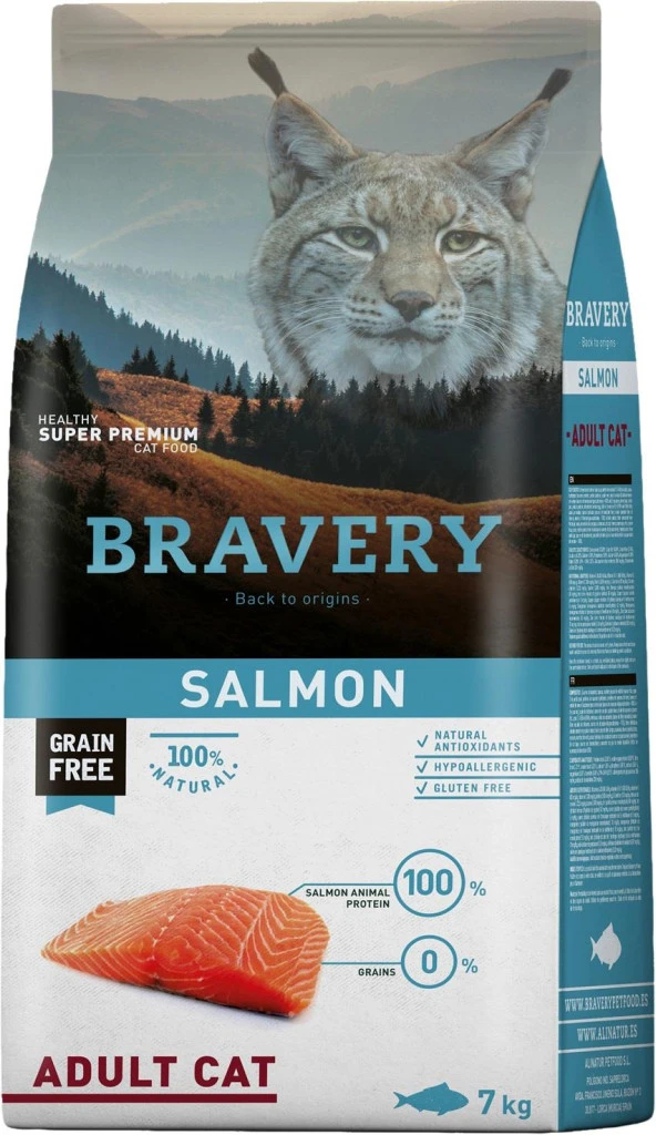 Bravery Tahılsız Yetişkin Somonlu Kedi Maması 7 Kg