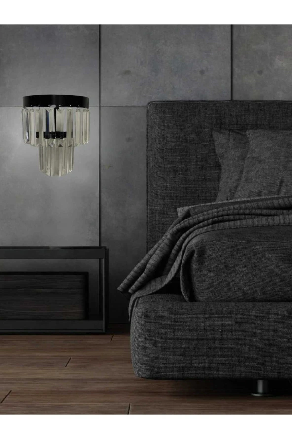 Birsen Aydınlatma 20X23 NİLSA DUVAR APLİĞİ SİYAH E-14 DUYLU
