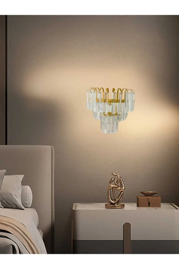 Birsen Aydınlatma 30X30 ŞELALE TAŞLI PİLLİ DUVAR APLİĞİ SARI - 2