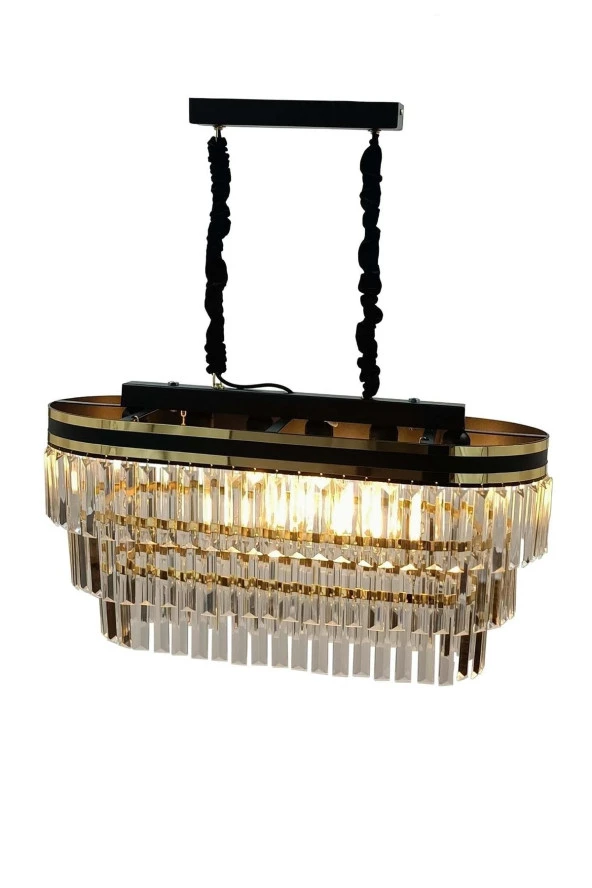 MATMAZEL AKSESUAR Avizade Şeritli 70x30 Cm Lik Kristal Taşlı Lüks Avize - 2