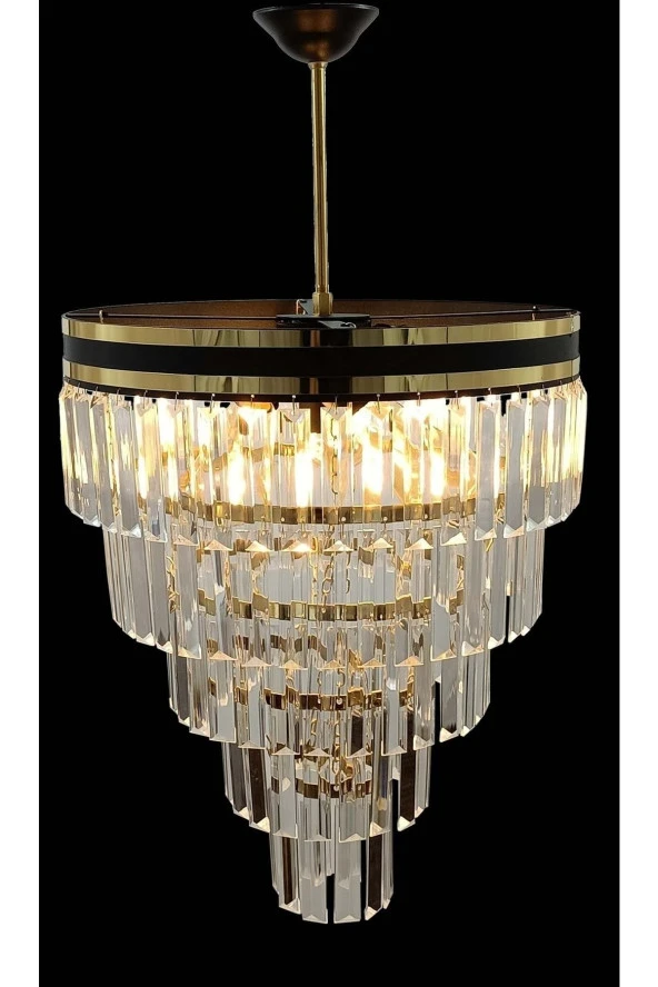 MATMAZEL AKSESUAR Avizade Şeritli 40 Cm Lik Kristal Taşlı Lüks Avize - 3