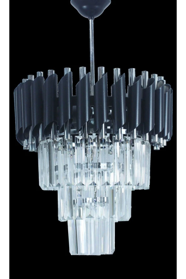 MATMAZEL AKSESUAR Zamira 35 Cm'lik Black Slver Kristal Taşlı Lüks Avize - 2