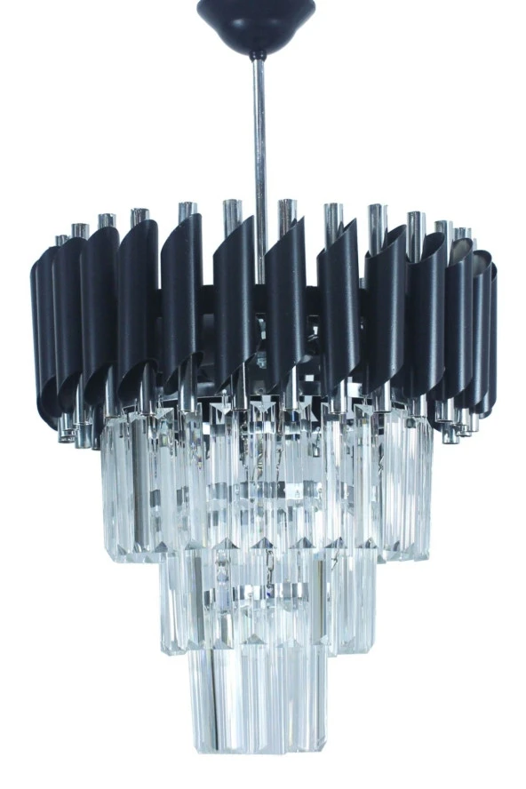 MATMAZEL AKSESUAR Zamira 35 Cm'lik Black Slver Kristal Taşlı Lüks Avize - 3