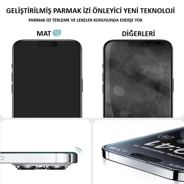 Tfy Store İphone 12 Uyumlu Parmak izi bırakmaz Ekran Koruyucu Nano MAT Jelatin - 3