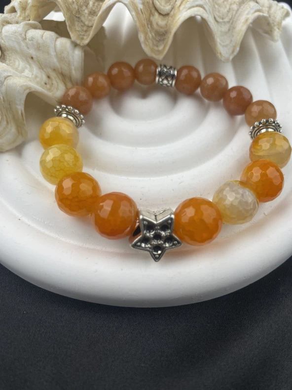 Tasarım Kadın Doğal Akik Taş Bileklik ürün görseli 1