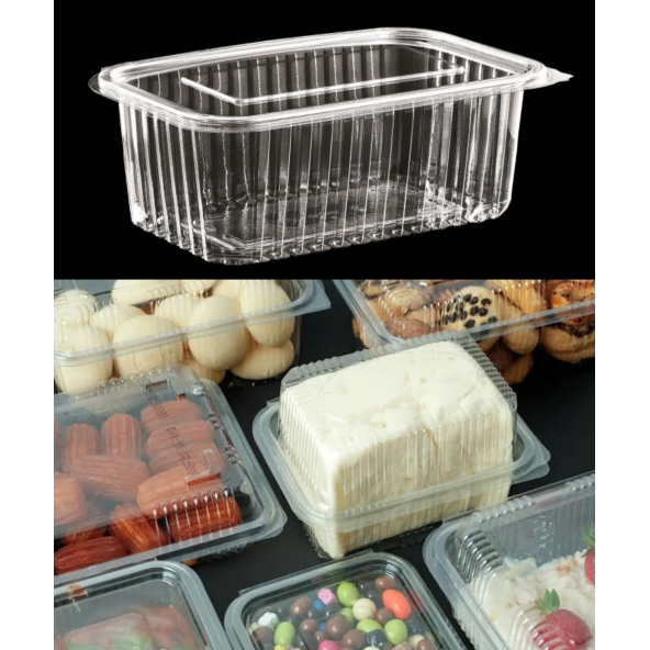 Plastik Saklama Kabı 1500 gr 50'li Plastik Kapaklı Kase Sızdırmaz Kap Şeffaf Kullan At Kase - 2