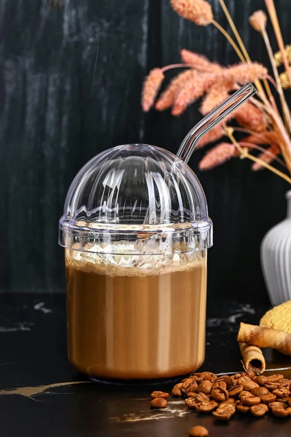 1 Adet Cam Pipetli, Kapaklı Isıya Dayanıklı Kristal Pinterest Bardak | Kahve Ve Sunum Bardağı| ürün görseli 1