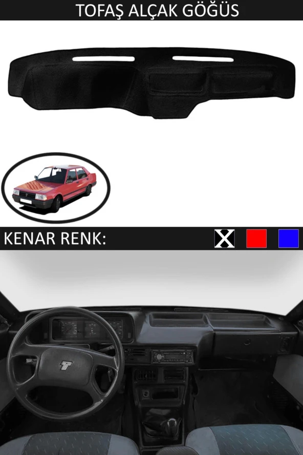 GUERRINO Alçak Göğüs Torpido Koruma Halısı Siyah Kenar Renk Siyah Tofaş ile Uyumlu ürün görseli