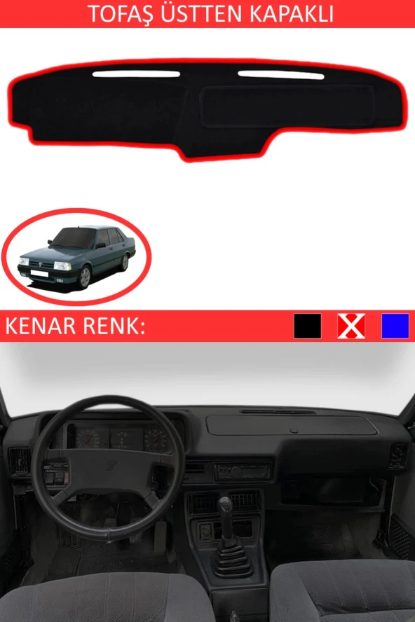 GUERRINO Üstten Kapaklı Torpido Koruma Halısı Siyah Kenar Renk Kırmızı Tofaş ile Uyumlu ürün görseli